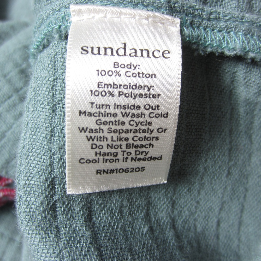 Sundance Velvet Peasant top size Large Blue Embroidered Bell Sleeves V-Neck BOHO - Picture 5 of 11